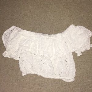 White lace free people crop top
